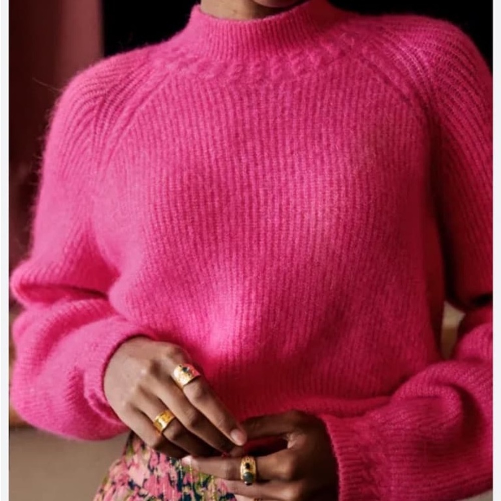 Sezane Fuchsia Turtleneck Sweater